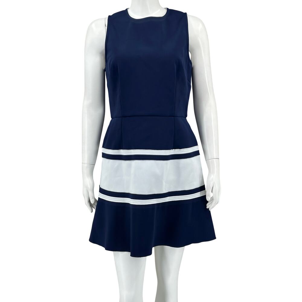 Tanya Taylor Dress Womens 12 Navy‎ White Lora Fit & Flare Mini Sailor Sleeveless